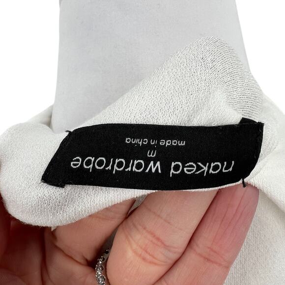 Naked Wardrobe Womens White High Neck Cut-Out Long Sleeve Dress Size Medium M - Picture 8 of 11